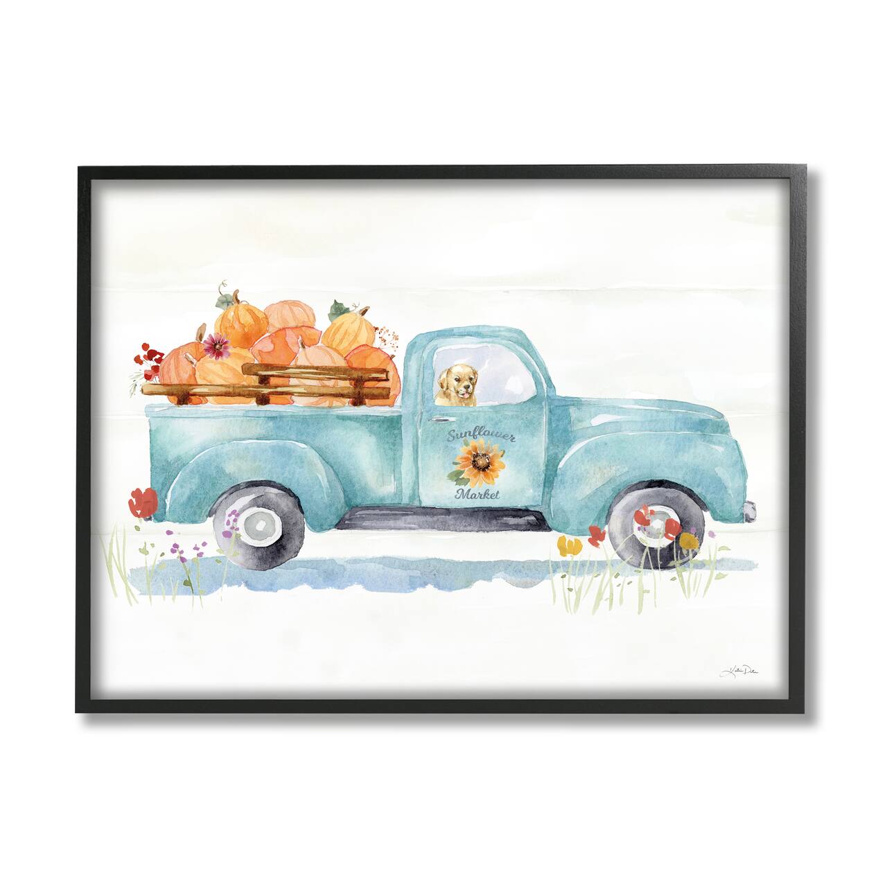 Stupell Industries Sunflower Market Pumpkin Truck Framed Giclee Art